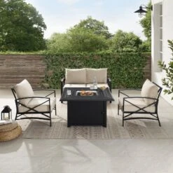 Kaplan 4pc Outdoor Conversation Set With Dante Fire Table - Oatmeal - Crosley -Crosley Sales Store GUEST 32cdfcbb a583 40b6 b840 a79ebbb53fbf