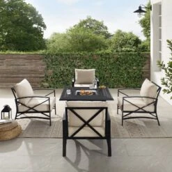 Kaplan 5pc Outdoor Conversation Set With Dante Fire Table & 4 Arm Chairs - Oatmeal - Crosley -Crosley Sales Store GUEST 333005de abbc 44fb 8944 f3c7805373a2