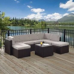 Palm Harbor 8pc All-Weather Wicker Patio Seating Set - Gray - Crosley -Crosley Sales Store GUEST 34980aef 1840 4fdc a0a5 9aba16ea4caa