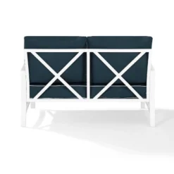 Kaplan Loveseat White/Navy - Crosley -Crosley Sales Store GUEST 34b0f7e1 c722 4844 bf44 6f5940f1ff18