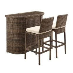 Bradenton 3pc Outdoor Wicker Bar Set - Sand - Crosley -Crosley Sales Store GUEST 35cfee82 b4d4 4a54 97f7 f69ae1b7688c