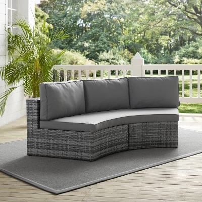 Catalina Wicker Round Sectional Sofa - Gray - Crosley 5 Catalina Wicker Round Sectional Sofa - Gray - Crosley - Image 5