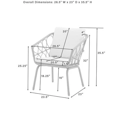 Juniper 3pc Indoor/Outdoor Wicker Bistro Set - Cream/Natural - Crosley 12 Juniper 3pc Indoor/Outdoor Wicker Bistro Set - Cream/Natural - Crosley - Image 12