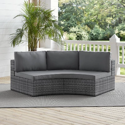 Catalina Wicker Round Sectional Sofa - Gray - Crosley 6 Catalina Wicker Round Sectional Sofa - Gray - Crosley - Image 6