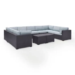 Biscayne 7pc Outdoor Wicker Sectional Set With 2 Coffee Tables - Mist - Crosley 10 Biscayne 7pc Outdoor Wicker Sectional Set With 2 Coffee Tables - Mist - Crosley -Crosley Sales Store GUEST 38291d09 0fc2 4068 8eae d5200bde3917