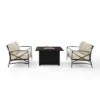 Kaplan 3pc Outdoor Conversation Set With Fire Table & 2 Loveseats - Oatmeal - Crosley