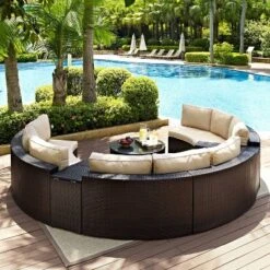 Catalina 6pc Outdoor Wicker Sectional Set - Sand/Brown - Crosley -Crosley Sales Store GUEST 385192ba 946d 4c47 9ab4 9295935d6d0d