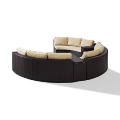 Catalina 6pc Outdoor Wicker Sectional Set - Sand/Brown - Crosley -Crosley Sales Store GUEST 38af53e1 80ad 42e1 81fb f7a48d89bbba
