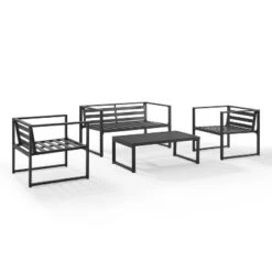 Hamilton Outdoor Metal 4 Piece Conversation Set - Matte Black - Crosley 13 Hamilton Outdoor Metal 4 Piece Conversation Set - Matte Black - Crosley -Crosley Sales Store GUEST 39c1dae0 574f 453a 9b94 9279016e9572