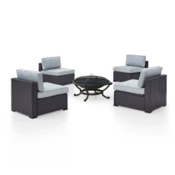 Biscayne 5pc Outdoor Wicker Conversation Set With 4 Armless Chairs & Fire Pit - Mist - Crosley 11 Biscayne 5pc Outdoor Wicker Conversation Set With 4 Armless Chairs & Fire Pit - Mist - Crosley -Crosley Sales Store GUEST 3b393e0f 4e0b 4458 a457 ee070c7a8489