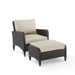 Kiawah 2pc Wicker Patio Chair With Ottoman Seating Set - Crosley -Crosley Sales Store GUEST 40619423 423d 4978 823f 917ac0a233cd