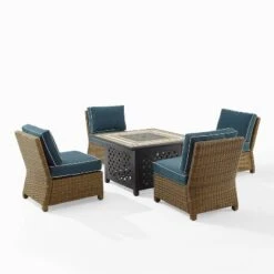 Bradenton 5pc Outdoor Wicker Armless Chair & Fire Table Set - Crosley -Crosley Sales Store GUEST 41232331 c25f 470f 9399 c6751a3a6e5b