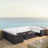 Biscayne 7pc Outdoor Wicker Sectional Set With 2 Coffee Tables & 4 Corner Seats White - Crosley