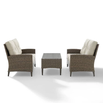 Rockport 3pc Outdoor Wicker Loveseat Seating Set - Crosley 2 Rockport 3pc Outdoor Wicker Loveseat Seating Set - Crosley - Image 2