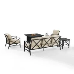 Kaplan 5pc Outdoor Sofa Set With Fire Table - Oatmeal - Crosley -Crosley Sales Store GUEST 44115199 d0bb 44f3 8fa9 da283c916c0e