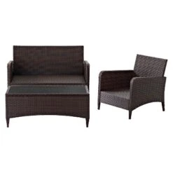 Kiawah 3 Piece Outdoor Wicker Seating Set Sangria - Crosley -Crosley Sales Store GUEST 454f447d 71cc 4a22 806d 7266f8d9a384