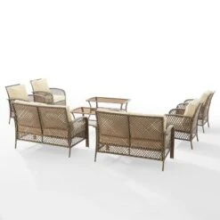 Tribeca 8pc Outdoor Wicker Conversation Set - Sand/Driftwood - Crosley -Crosley Sales Store GUEST 4555daf5 c324 4a5d 91a2 9be919e810cf