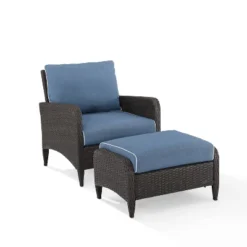 Kiawah 2pc Wicker Patio Chair With Ottoman Seating Set - Crosley -Crosley Sales Store GUEST 4585eda0 a2ae 490c ace8 ee69d8706547