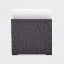 Biscayne Armless Chair With White Cushions Brown - Crosley -Crosley Sales Store GUEST 46585b82 f653 4811 9f2f e01bfd2f8fb0