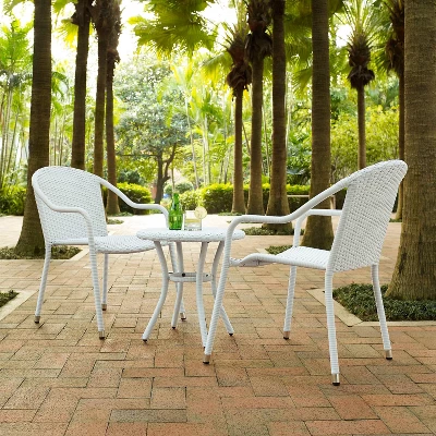 Palm Harbor 3pc Outdoor Wicker Seating Set - White - Crosley 1 Palm Harbor 3pc Outdoor Wicker Seating Set - White - Crosley