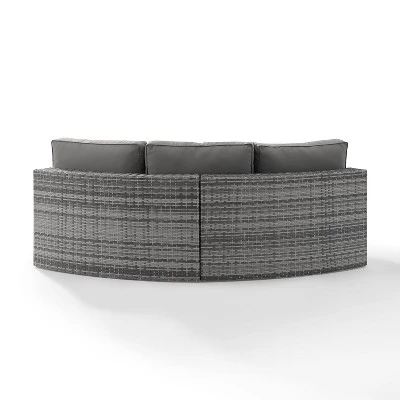 Catalina Wicker Round Sectional Sofa - Gray - Crosley 2 Catalina Wicker Round Sectional Sofa - Gray - Crosley - Image 2