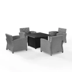 Bradenton 5pc Wicker Conversation Set With Fire Table - Gray - Crosley -Crosley Sales Store GUEST 478112d7 cfe2 4ee4 bf11 4cca7ccdfee6