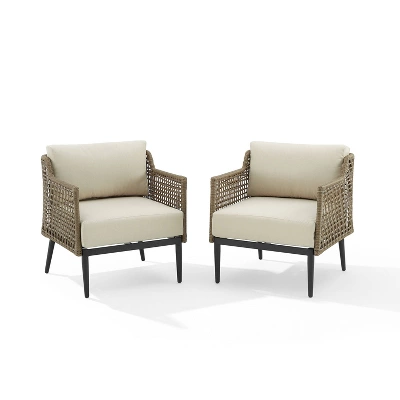 Southwick 2pk Outdoor Wicker Armchairs - Cream/Light Brown - Crosley 5 Southwick 2pk Outdoor Wicker Armchairs - Cream/Light Brown - Crosley - Image 5