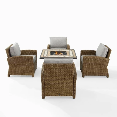 Bradenton 5pc Outdoor Wicker Arm Chair & Fire Table Set - Crosley 6 Bradenton 5pc Outdoor Wicker Arm Chair & Fire Table Set - Crosley - Image 6