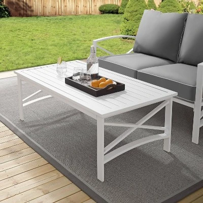 Kaplan Wicker Coffee Table - White - Crosley 4 Kaplan Wicker Coffee Table - White - Crosley - Image 4