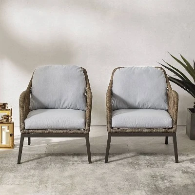Haven 2pc Outdoor Wicker Armchair Set - Light Gray - Crosley 2 Haven 2pc Outdoor Wicker Armchair Set - Light Gray - Crosley - Image 2