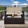 Palm Harbor 2pc Outdoor Wicker Seating Set With Loveseat & Glass Top Table Sand - Crosley