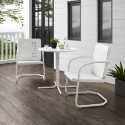 Bates 3pc Outdoor Bistro Set With Table & 2 Chairs - White - Crosley -Crosley Sales Store GUEST 565d7394 3bbe 452a 87ab f8d57762fb01