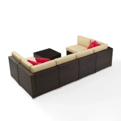 Sea Island 7pc Outdoor Wicker Sectional Set - Sand - Crosley -Crosley Sales Store GUEST 57213481 20a2 4a92 a032 ddcec15d8d36