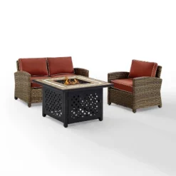3pc Bradenton Outdoor Steel Fire Pit Set Sangria/Weathered Brown - Crosley -Crosley Sales Store GUEST 57c9b31a 5541 434a 8a63 1d04dca35abe