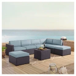 Biscayne 6pc All-Weather Wicker Patio Seating Set - Mist - Crosley -Crosley Sales Store GUEST 5898dad7 81df 43d0 99dc 9be1079e7f80
