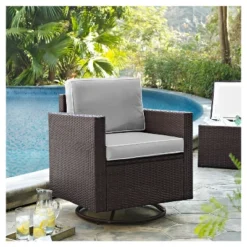 Palm Harbor Outdoor Wicker Swivel Rocker Chair With Cushion - Brown - Crosley -Crosley Sales Store GUEST 59a2590f 8042 4e94 9248 dcc6790591d7