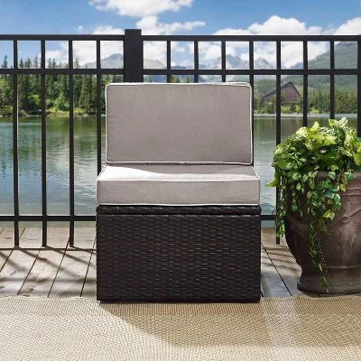 Palm Harbor Outdoor Wicker Center Chair - Gray - Crosley 2 Palm Harbor Outdoor Wicker Center Chair - Gray - Crosley - Image 2