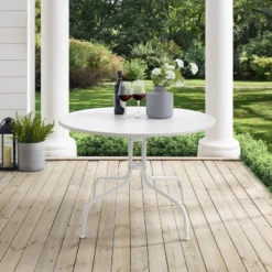 Griffith 40" Outdoor Round Dining Table - White Satin - Crosley -Crosley Sales Store GUEST 5c52b603 34c0 4f7b bc2e 779dc7388469