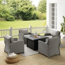 Bradenton 5pc Wicker Conversation Set With Fire Table - Gray - Crosley -Crosley Sales Store GUEST 5cbecaed 3fca 41a0 bd63 e803d8d379af