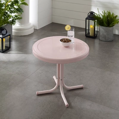 Crosley Griffith Outdoor Side Table Pastel Pink Gloss 1 Crosley Griffith Outdoor Side Table Pastel Pink Gloss