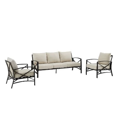 Kaplan 3pc Outdoor Sofa Set With Sofa & 2 Arm Chairs - Oatmeal - Crosley 5 Kaplan 3pc Outdoor Sofa Set With Sofa & 2 Arm Chairs - Oatmeal - Crosley - Image 5