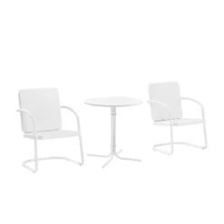 Bates 3pc Outdoor Bistro Set With Table & 2 Chairs - White - Crosley -Crosley Sales Store GUEST 5f19d7f8 133a 415b a876 662230a3931e