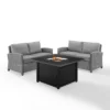 Bradenton 3pc Wicker Loveseat Set With Fire Table - Gray - Crosley
