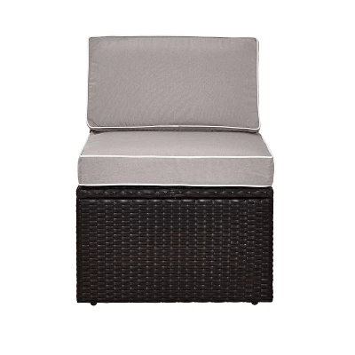 Palm Harbor Outdoor Wicker Center Chair - Gray - Crosley 3 Palm Harbor Outdoor Wicker Center Chair - Gray - Crosley - Image 3