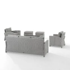 Bradenton 7pc Outdoor Wicker Sofa And Arm Chair Seating Set With Coffee Table, Side Table And 2 Ottomans - Gray/Gray - Crosley -Crosley Sales Store GUEST 627656a6 6301 4996 8f29 79a6050e5105