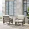 2pk Thatcher Outdoor Steel Arm Chairs Creme/Driftwood - Crosley