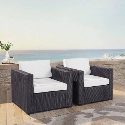 Biscayne 2pk Outdoor Wicker Chairs - White - Crosley 1 Biscayne 2pk Outdoor Wicker Chairs - White - Crosley