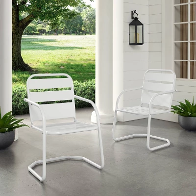 Brighton 2pc Metal Chair - White - Crosley 8 Brighton 2pc Metal Chair - White - Crosley - Image 8