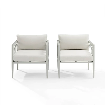 Ashford 2pk Outdoor Metal Arm Chairs - Cream - Crosley 5 Ashford 2pk Outdoor Metal Arm Chairs - Cream - Crosley - Image 5