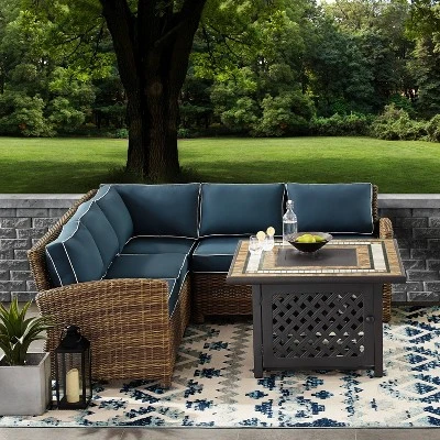 Bradenton 4pc Outdoor Wicker Sectional Set With Fire Table - Crosley 2 Bradenton 4pc Outdoor Wicker Sectional Set With Fire Table - Crosley - Image 2